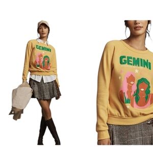 anthropologie midnight rider the carolita zodiac sweatshirt gemini size M
